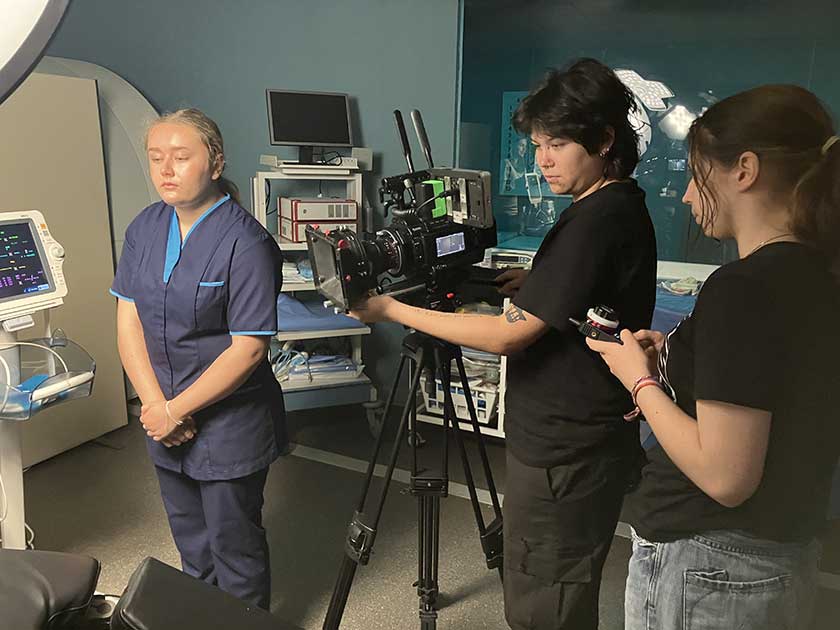 Alessia waiting to act - on location at The Hospital Studios