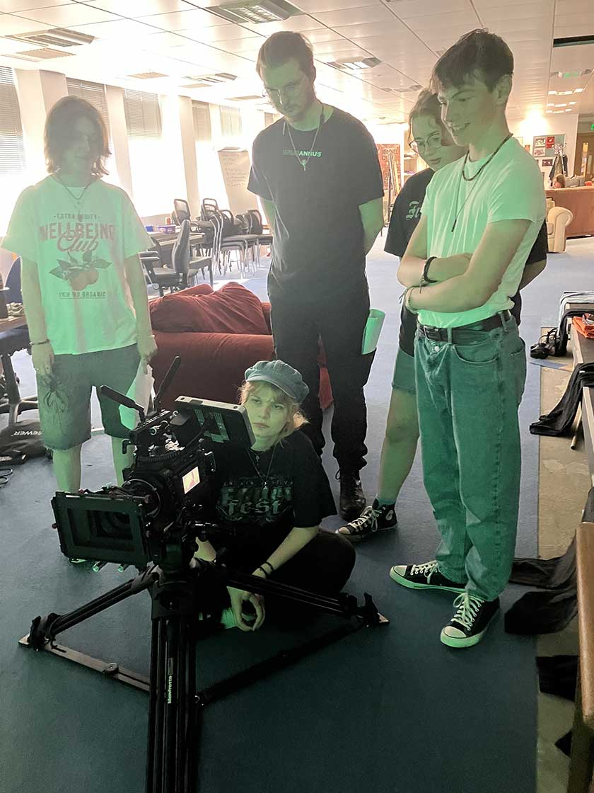1st AD, Luca (left), Director, Alex (centre) and crew