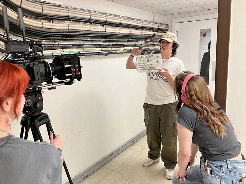 Luke on slate for shot one, day one