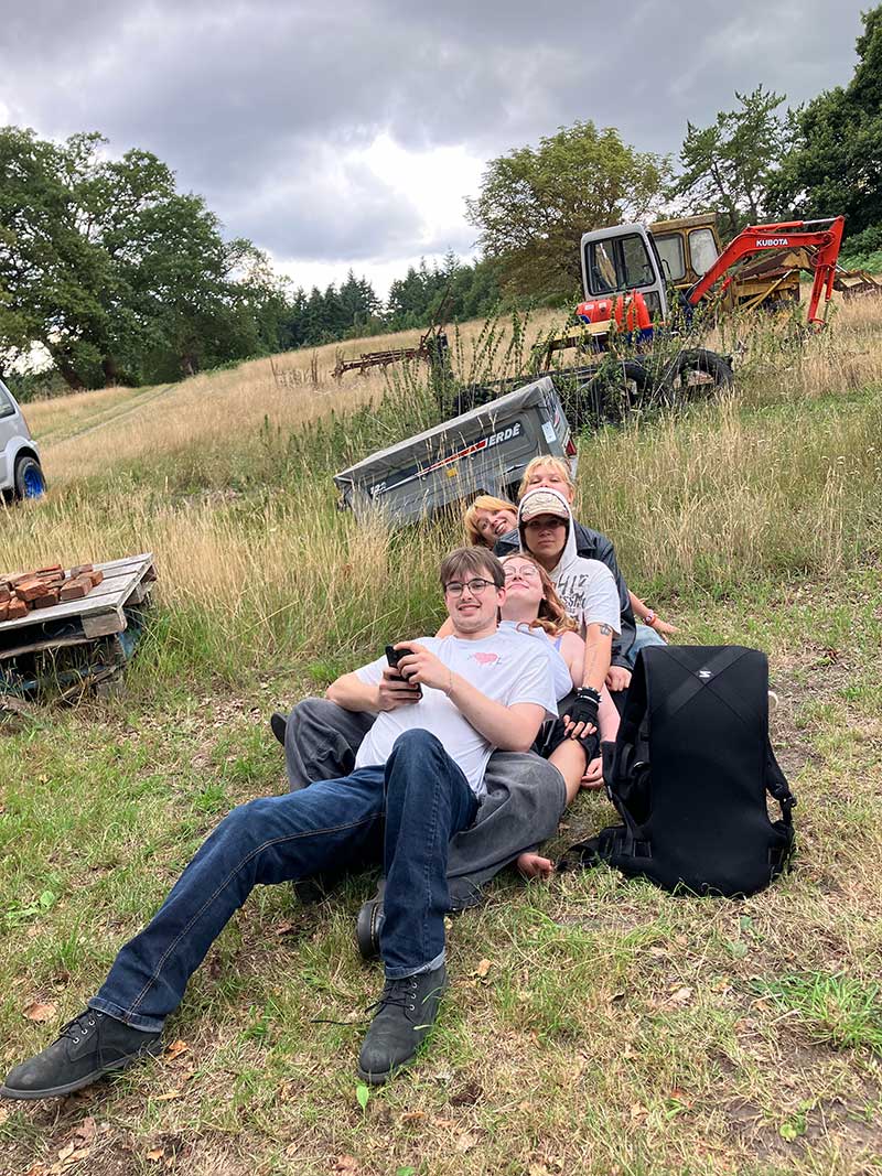 Relaxing on the outdoor shoot