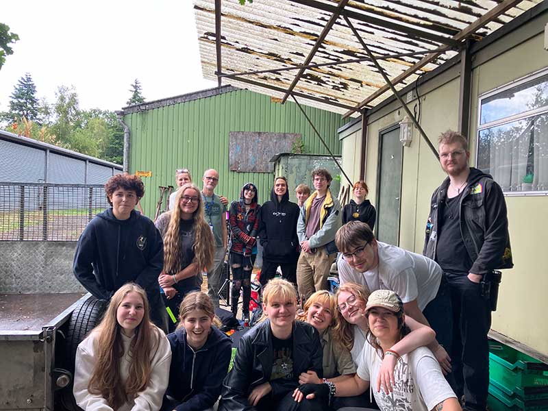 Happy group shot at the end of our last day of filming