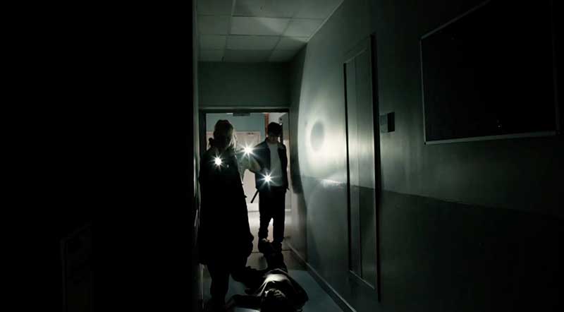 Mood lighting short with torches at the hospital