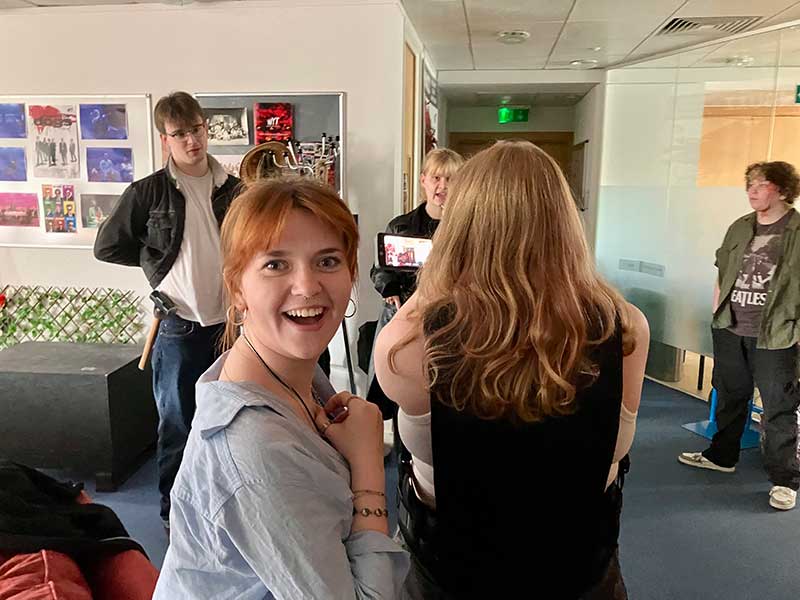 Jenny enjoying the filming process