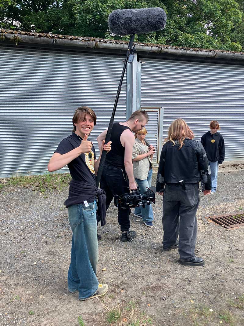 Joey having fun as boom operator