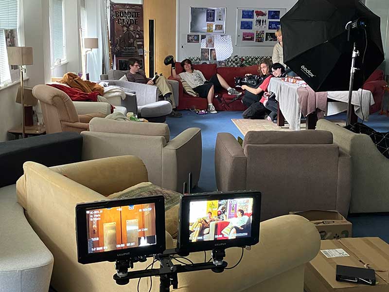 Setting up a shot at our main location