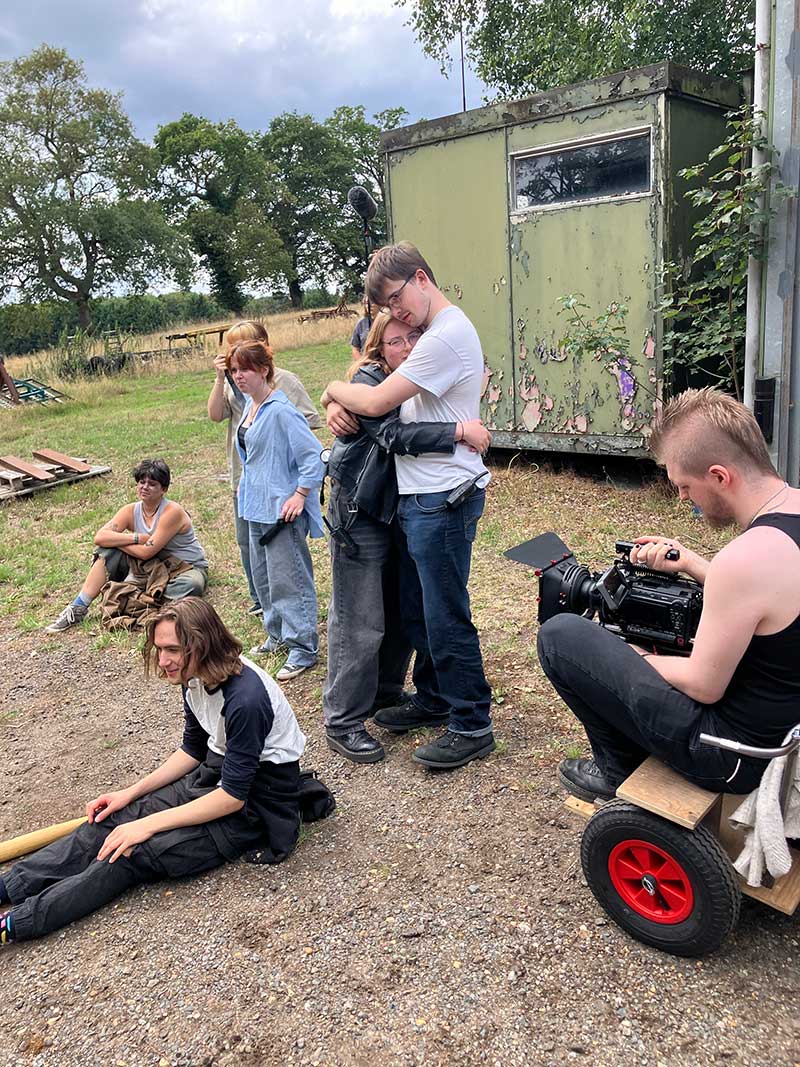 Tom and Bex relaxing between takes